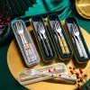 Multi-color portable tableware set, stainless steel lightweight travel storage box Specification image